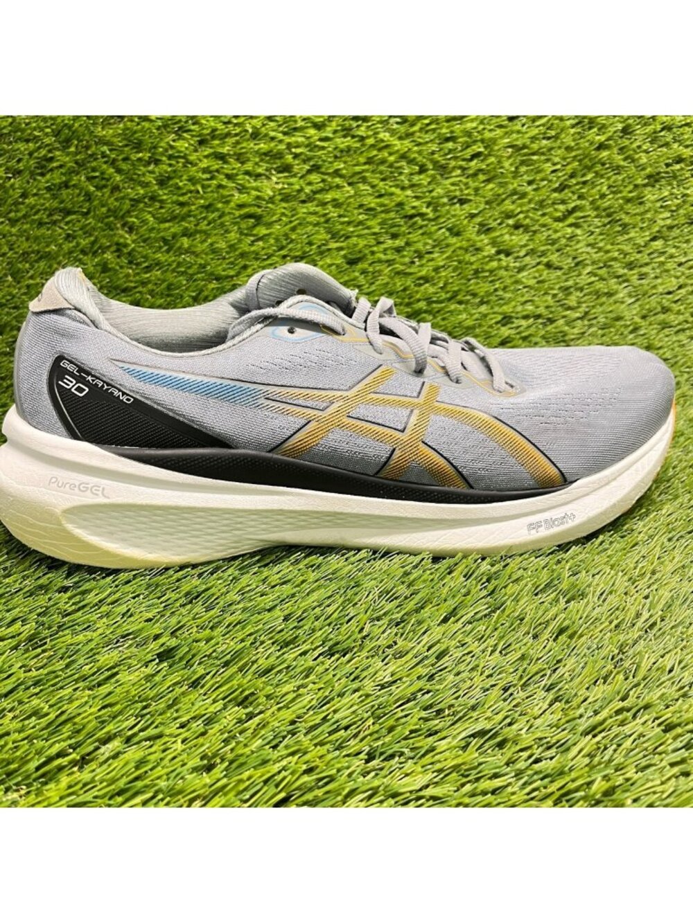 Asics Gel-Kayano 30 Mens Size 14 Gray Gold White Athletic Running Shoes Sneakers